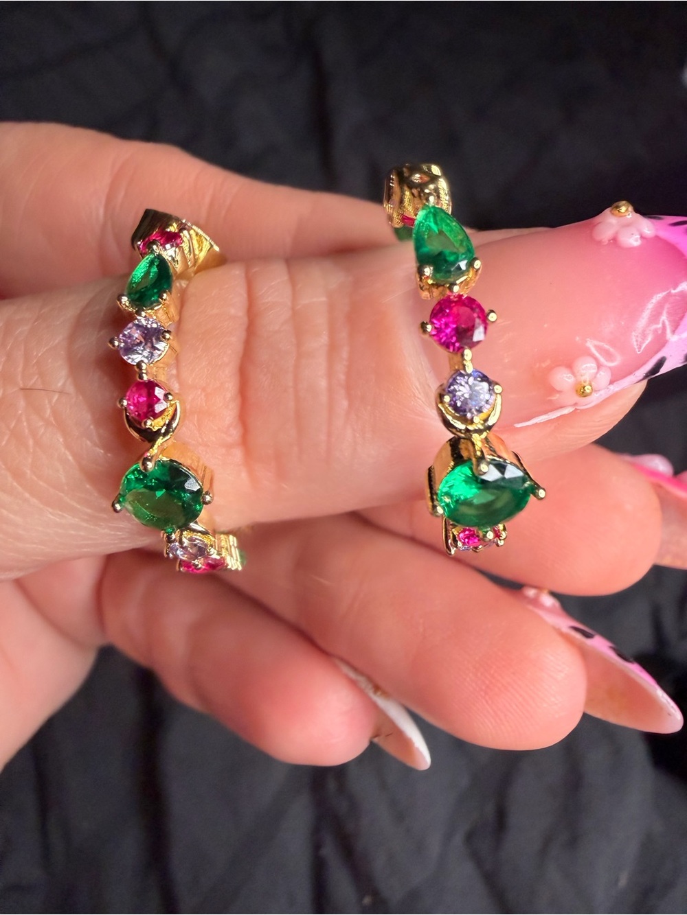 Gold Filled Multicolor AAA CZ Hoop Earrings